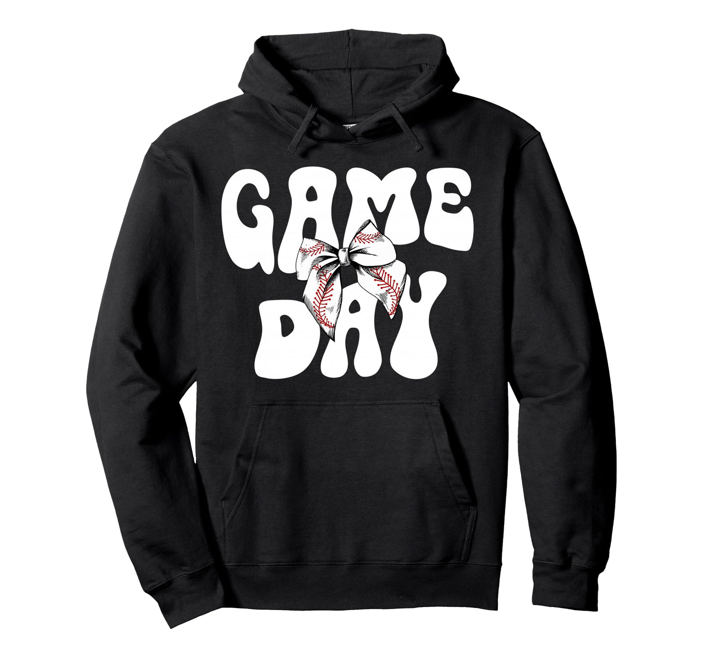 Groovy Baseball Game Day Bow Game Day Hoodie - Trendy Graphic for Adults - T-Shirt, Sweatshirt, Hoodie
