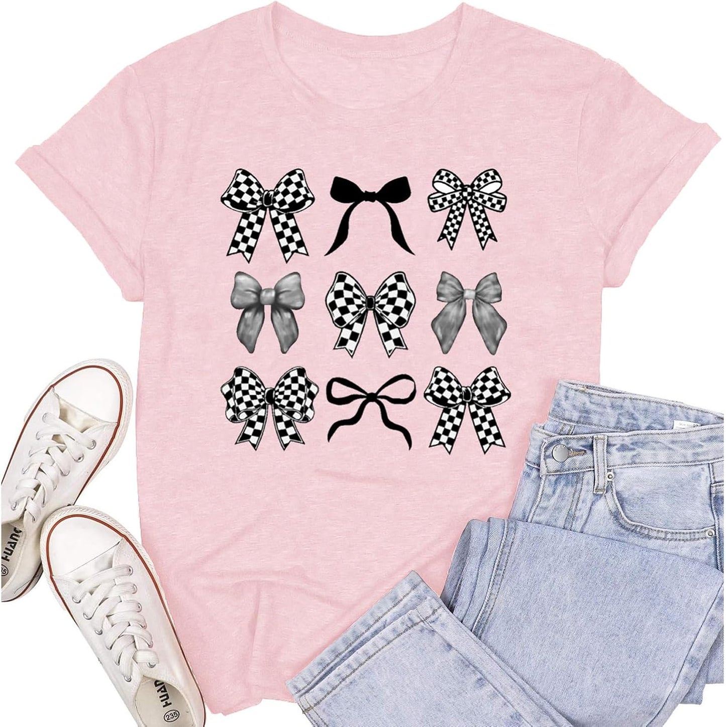 Womens Bow Bowknot Girly Aesthetic Pink Ribbon Short - Adult & Kids T-Shirts, Sweatshirts & Hoodies apparel design preview 1