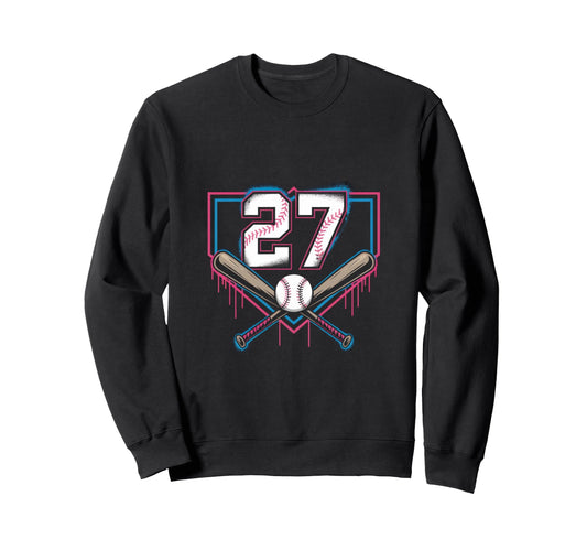Baseball Home Ice Cream 27Th Sweatshirt - Fun Novelty Design for Adults - T-Shirt, Sweatshirt, Hoodie
