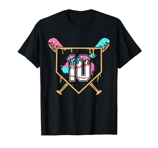 10Th Birthday Baseball Bat Ice Cream T-Shirt - Minimalist Print for Adults - T-Shirt, Sweatshirt, Hoodie