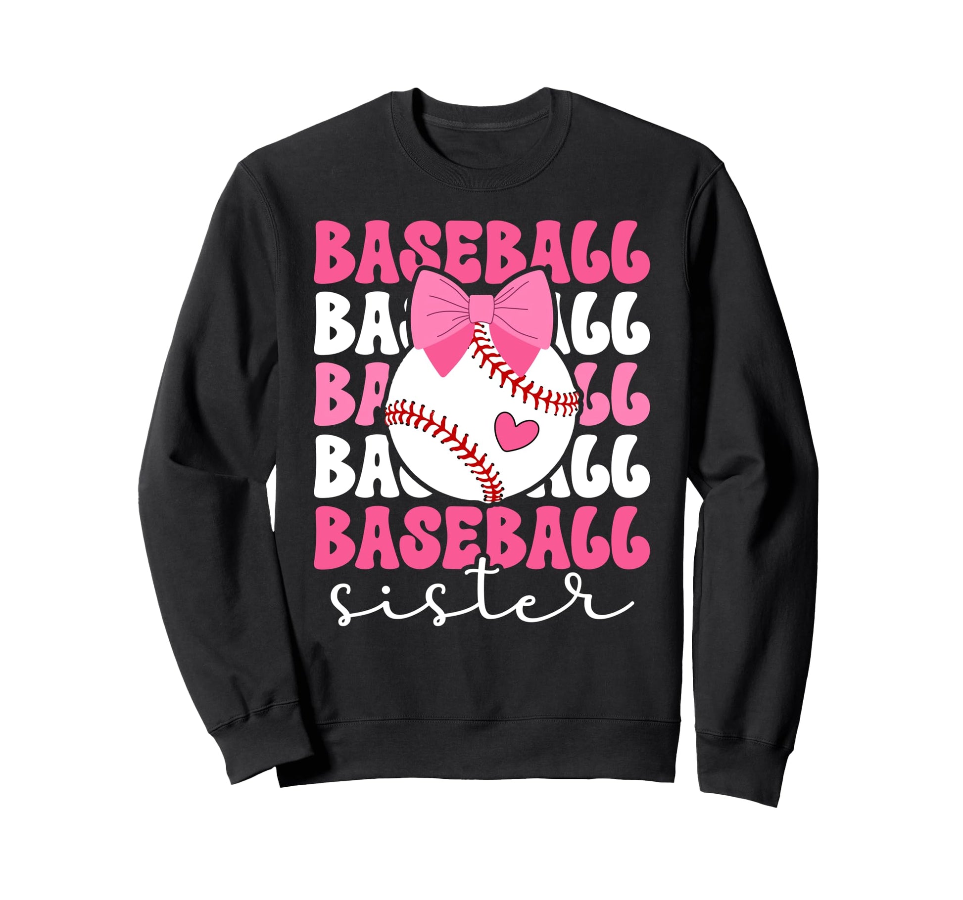 Baseball Sister Bow Baseball Players Sweatshirt - Graphic Print Unisex - T-Shirt, Sweatshirt, Hoodie