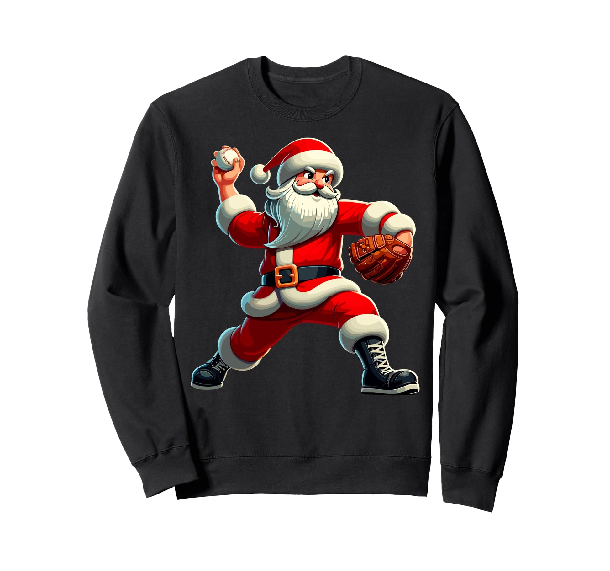 Baseball Player Santa Pitcher Sweatshirt - Fun Novelty Design Men Women - T-Shirt, Sweatshirt, Hoodie