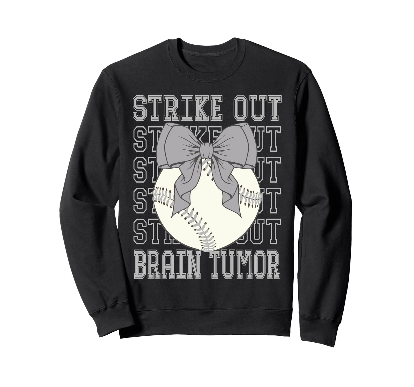 Brain Tumor Awareness Gray Coquette Sweatshirt - Trendy Graphic Men Women - T-Shirt, Sweatshirt, Hoodie