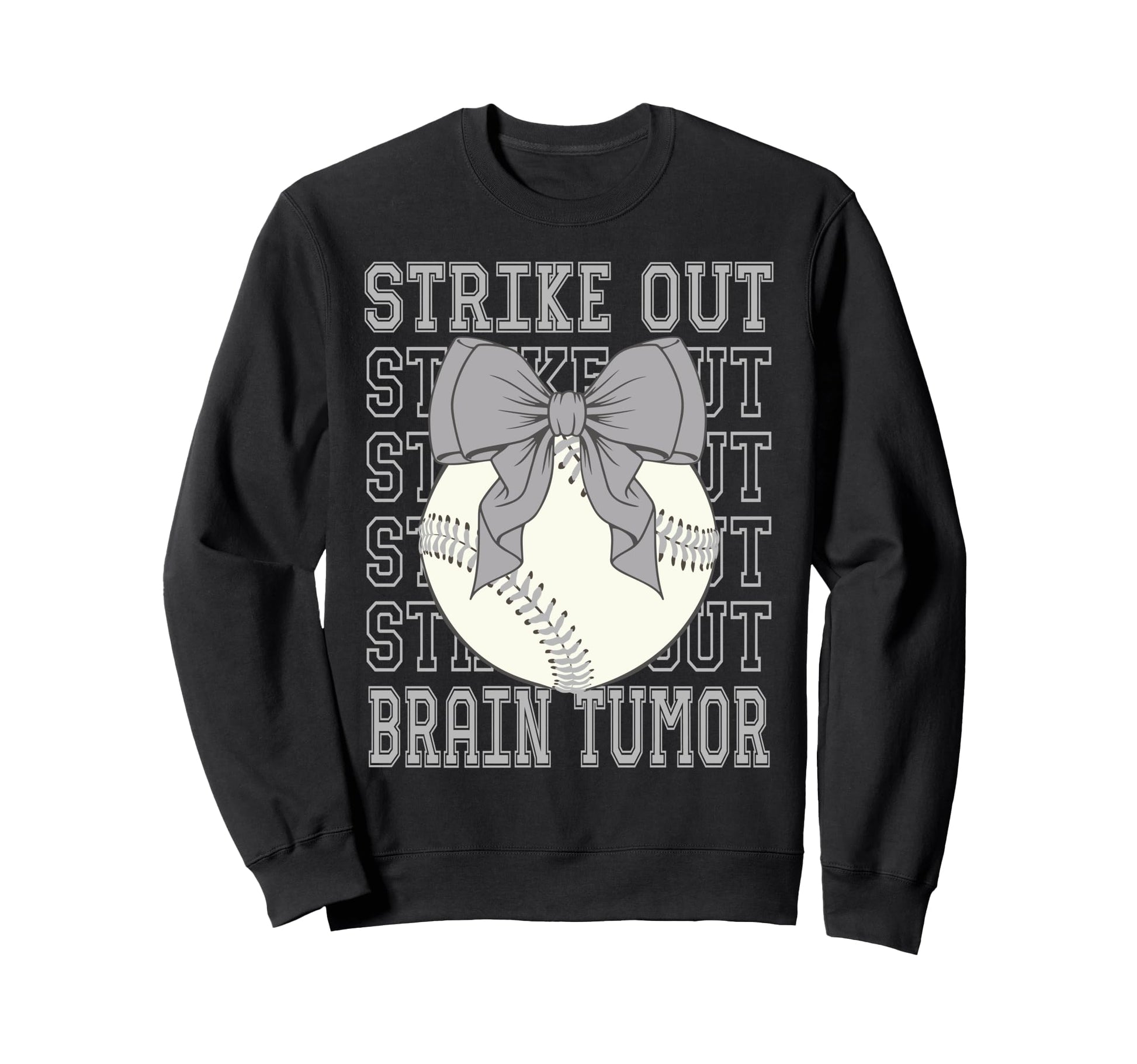 Brain Tumor Awareness Gray Coquette Sweatshirt - Trendy Graphic Men Women - T-Shirt, Sweatshirt, Hoodie