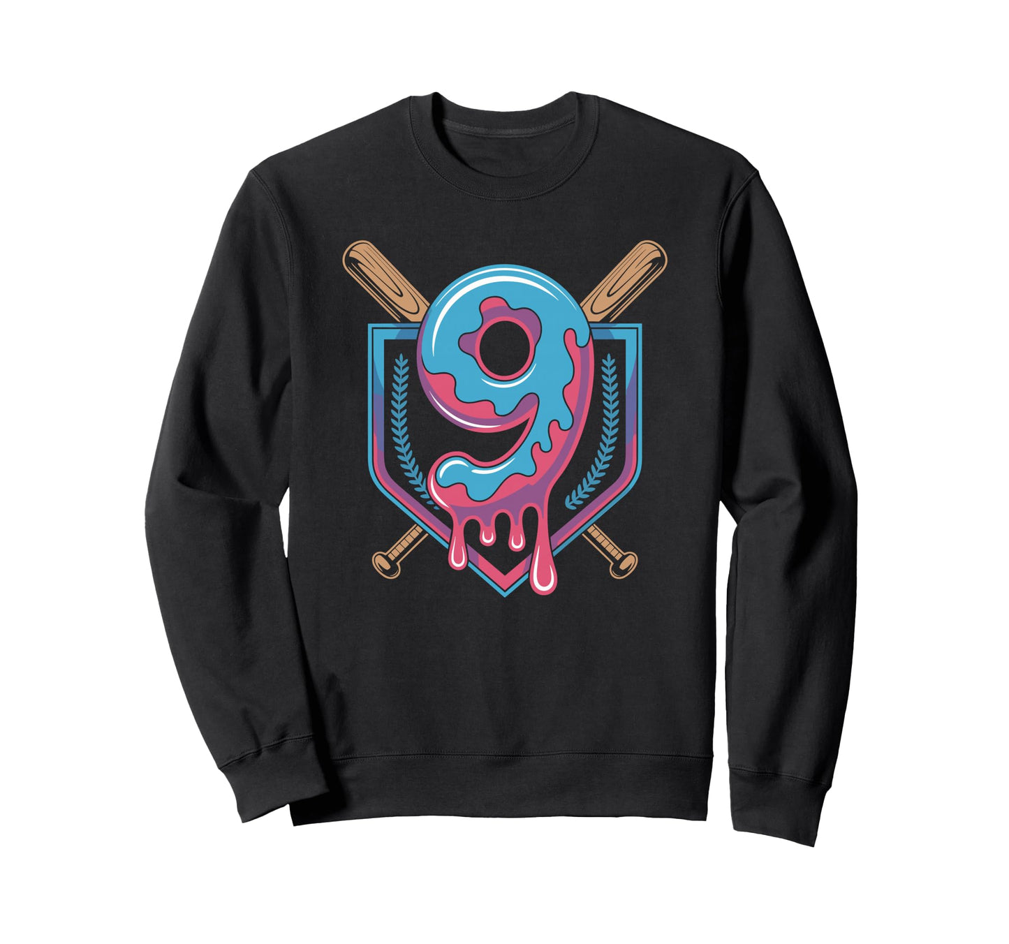 Birthday Number Nine Baseball Drip Sweatshirt - Minimalist Print Men Women - T-Shirt, Sweatshirt, Hoodie