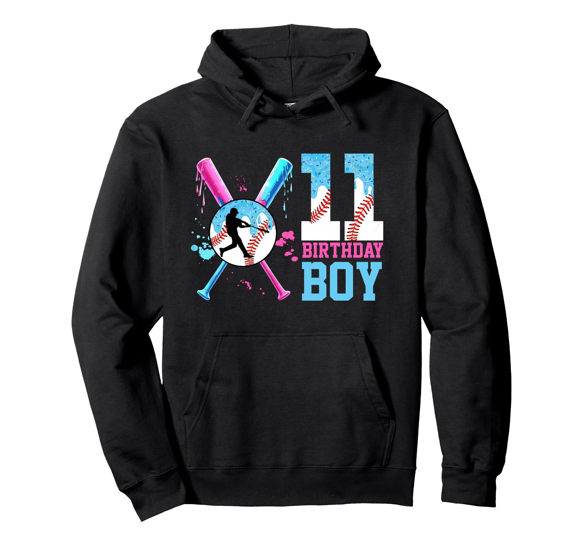 Baseball Ice Cream Drip 11Th Birthday 11 Hoodie - Graphic Print Men Women - T-Shirt, Sweatshirt, Hoodie