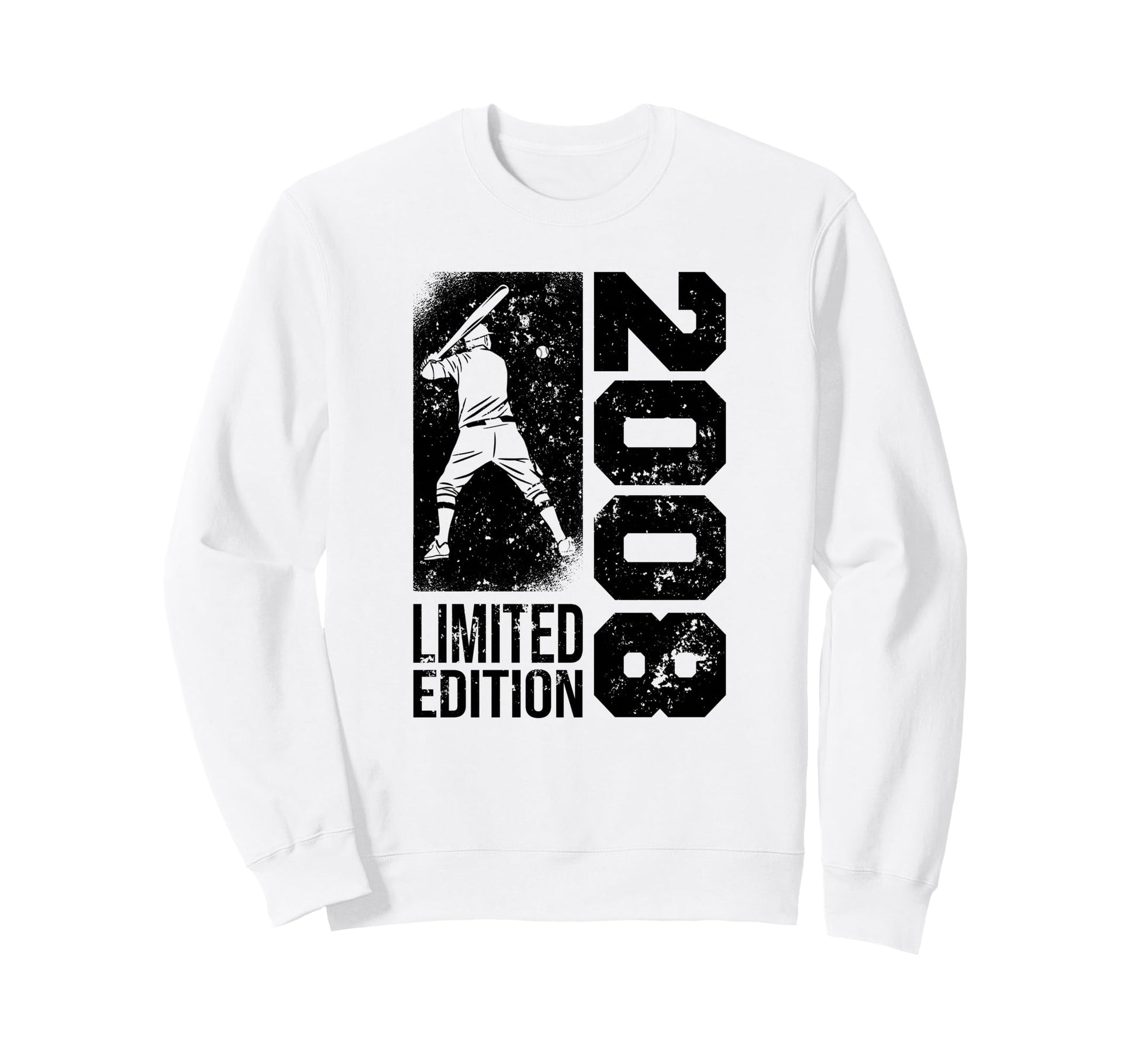 Baseball Player Born 2008 Birthday Sweatshirt - Unique Graphic for Adults - T-Shirt, Sweatshirt, Hoodie