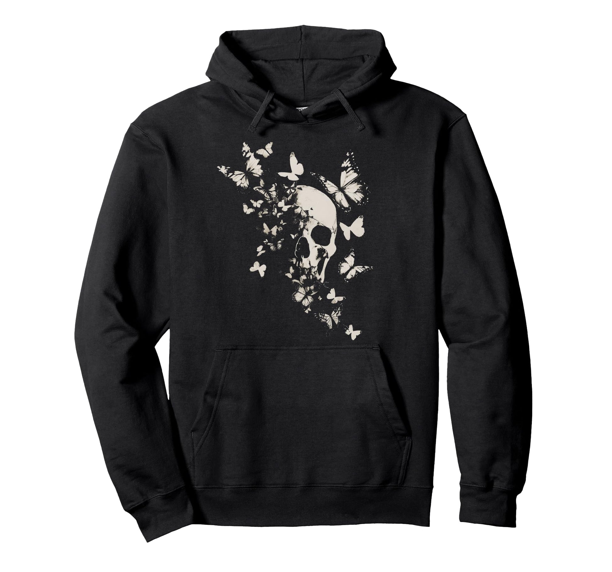Skull Butterfly Goth Grunge Y2K Hoodie - Fun Novelty Design Men Women - T-Shirt, Sweatshirt, Hoodie