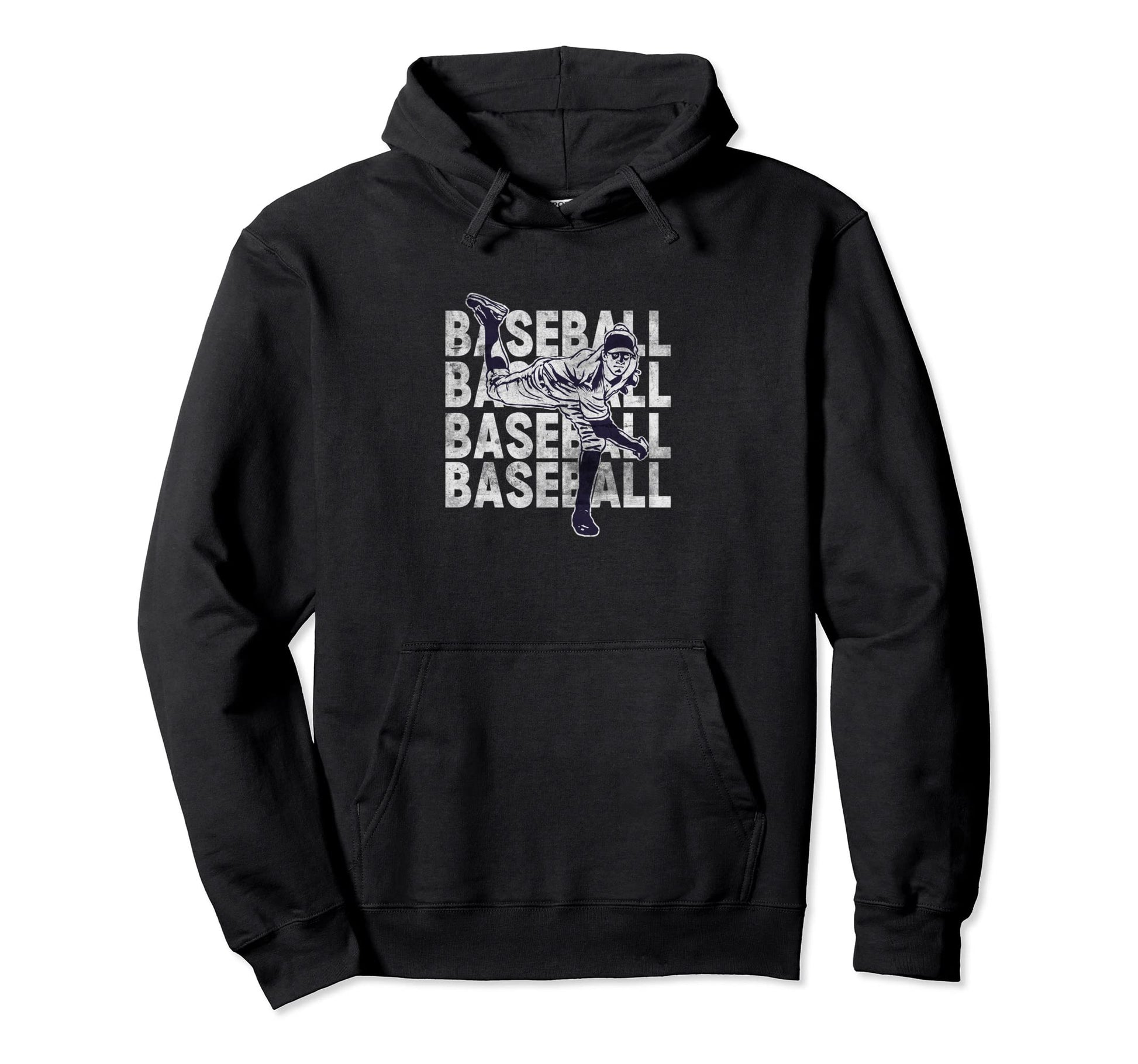 Distressed Baseball Player Sports Hoodie - Fun Novelty Design for Adults - T-Shirt, Sweatshirt, Hoodie
