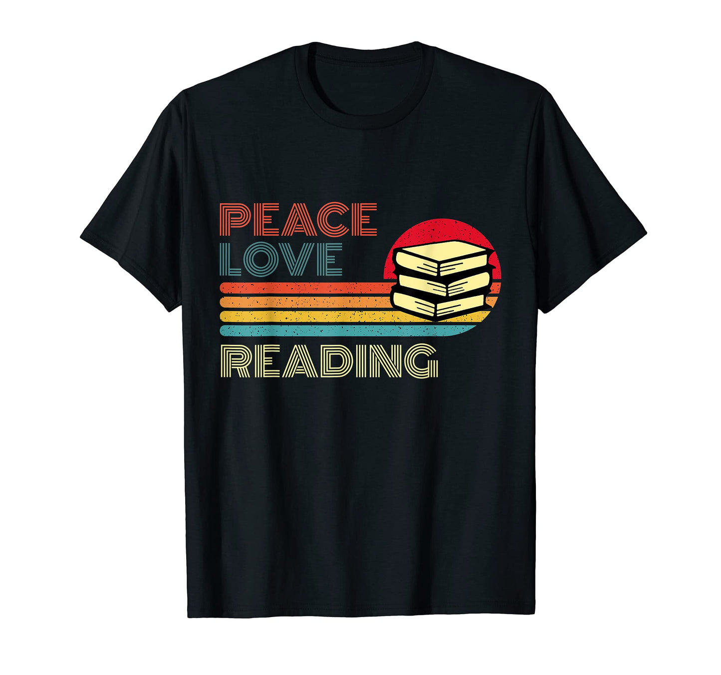 Peace Love Reading Striped Sunset T-Shirt - Streetwear Style for Adults - T-Shirt, Sweatshirt, Hoodie