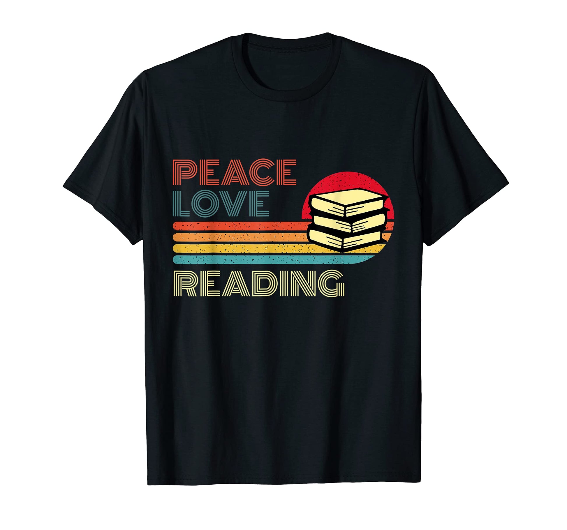 Peace Love Reading Striped Sunset T-Shirt - Streetwear Style for Adults - T-Shirt, Sweatshirt, Hoodie
