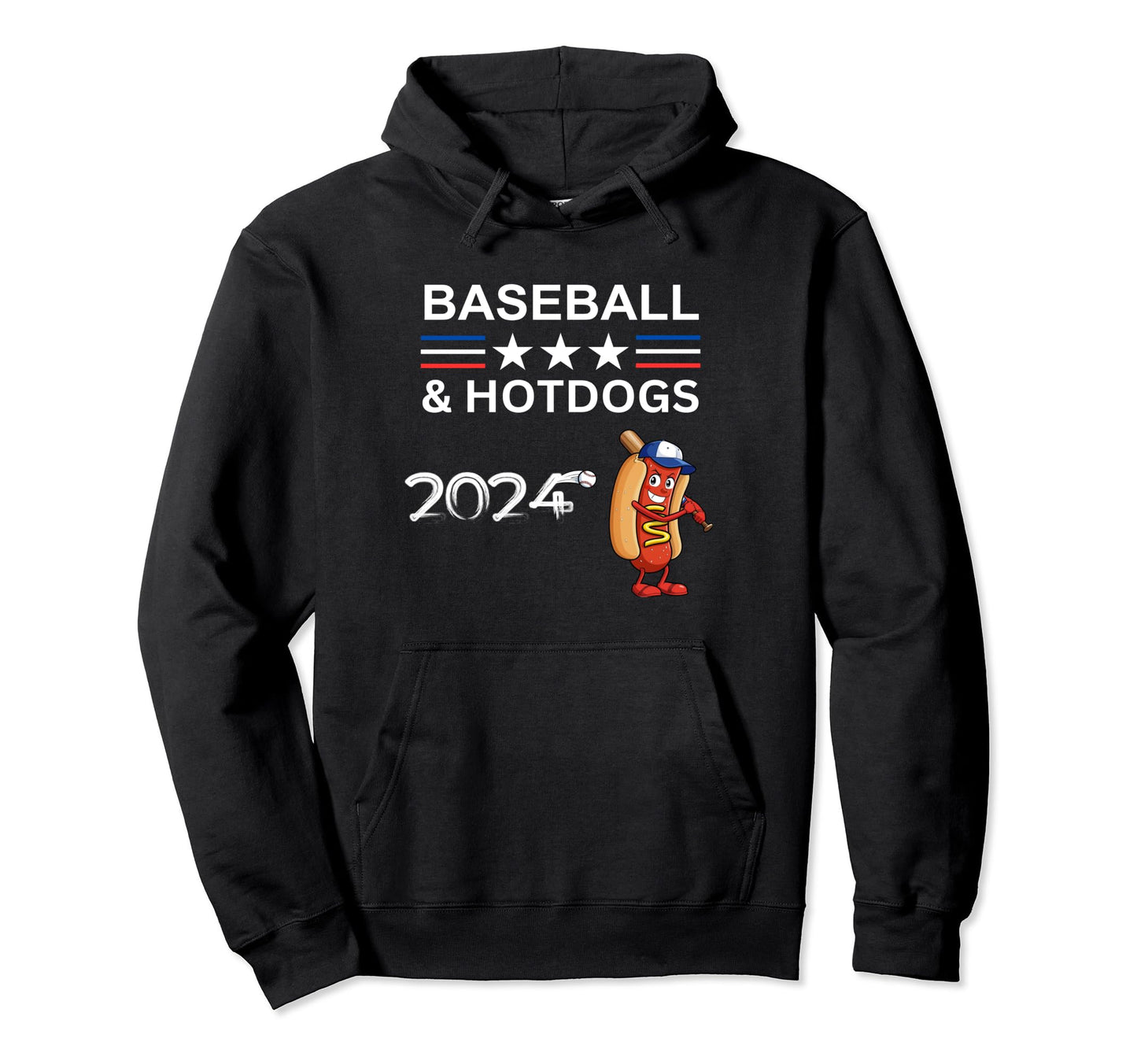 Baseball And Hotdogs 2024 Funny Hoodie - Streetwear Style for Adults - T-Shirt, Sweatshirt, Hoodie