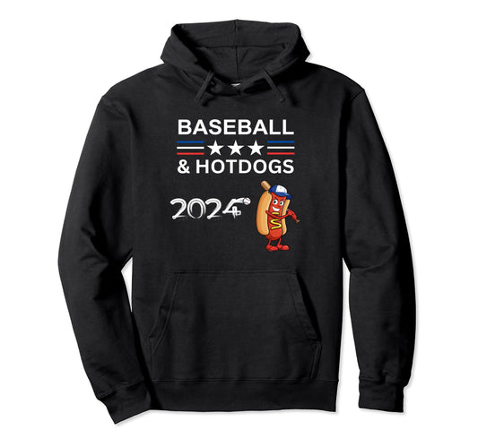 Baseball And Hotdogs 2024 Funny Hoodie - Streetwear Style for Adults - T-Shirt, Sweatshirt, Hoodie