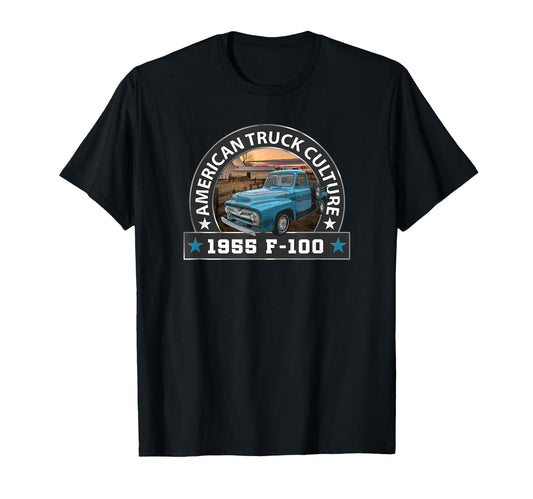1955 F100 Pickup Truck Big Blue T-Shirt - Aesthetic Graphic for Adults - T-Shirt, Sweatshirt, Hoodie