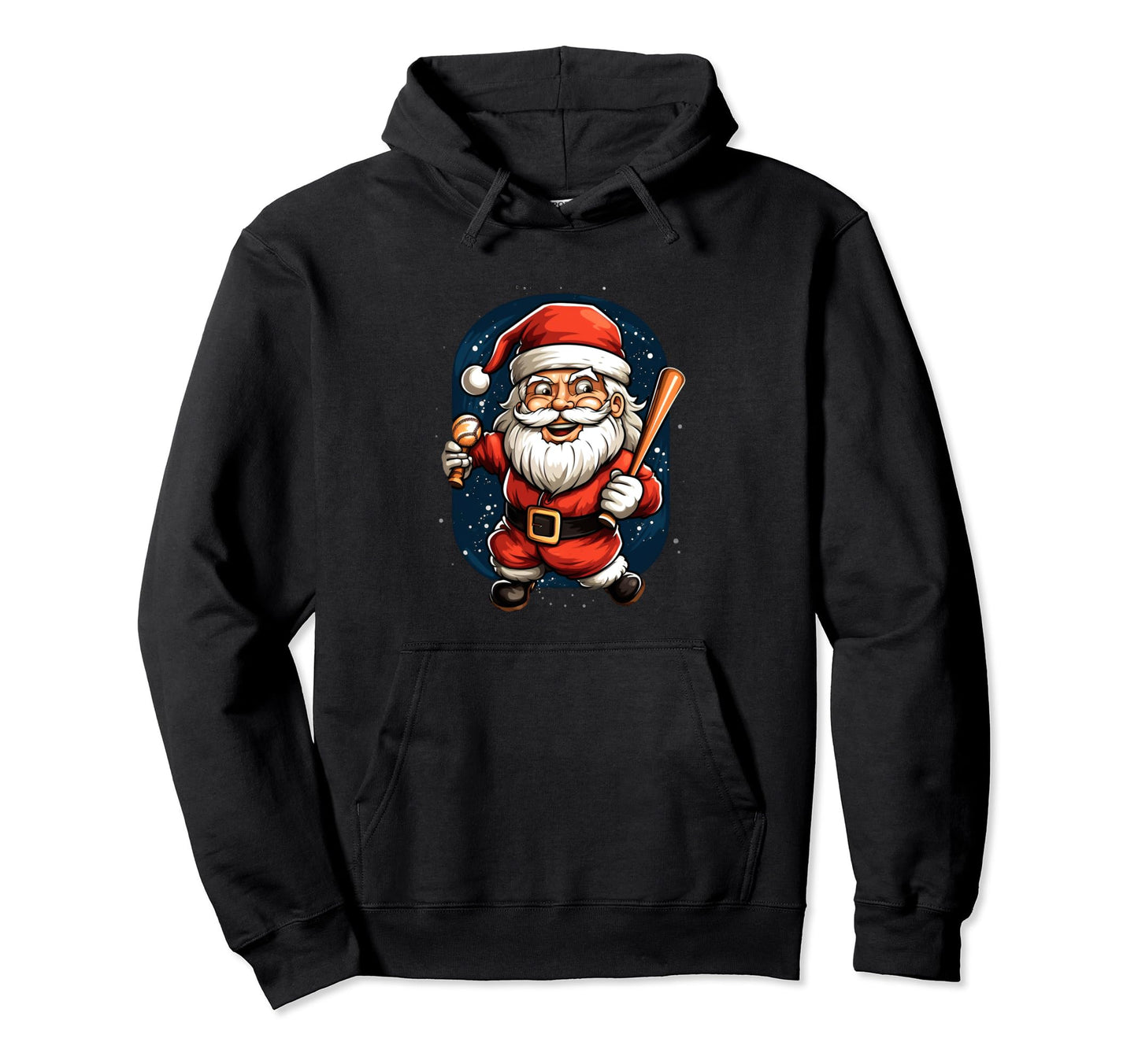 Santa Claus Playing Baseball Batter Hoodie - Novelty Apparel Unisex - T-Shirt, Sweatshirt, Hoodie