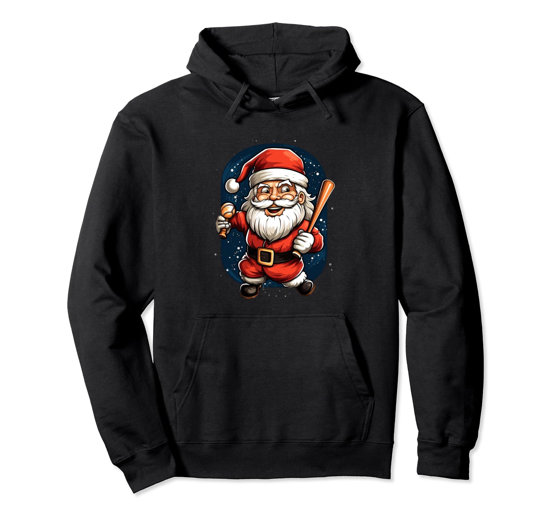 Santa Claus Playing Baseball Batter Hoodie - Novelty Apparel Unisex - T-Shirt, Sweatshirt, Hoodie