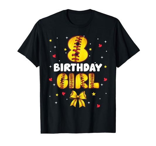 8Th Birthday Baseball Softball Bow T-Shirt - Novelty Apparel Men Women - T-Shirt, Sweatshirt, Hoodie