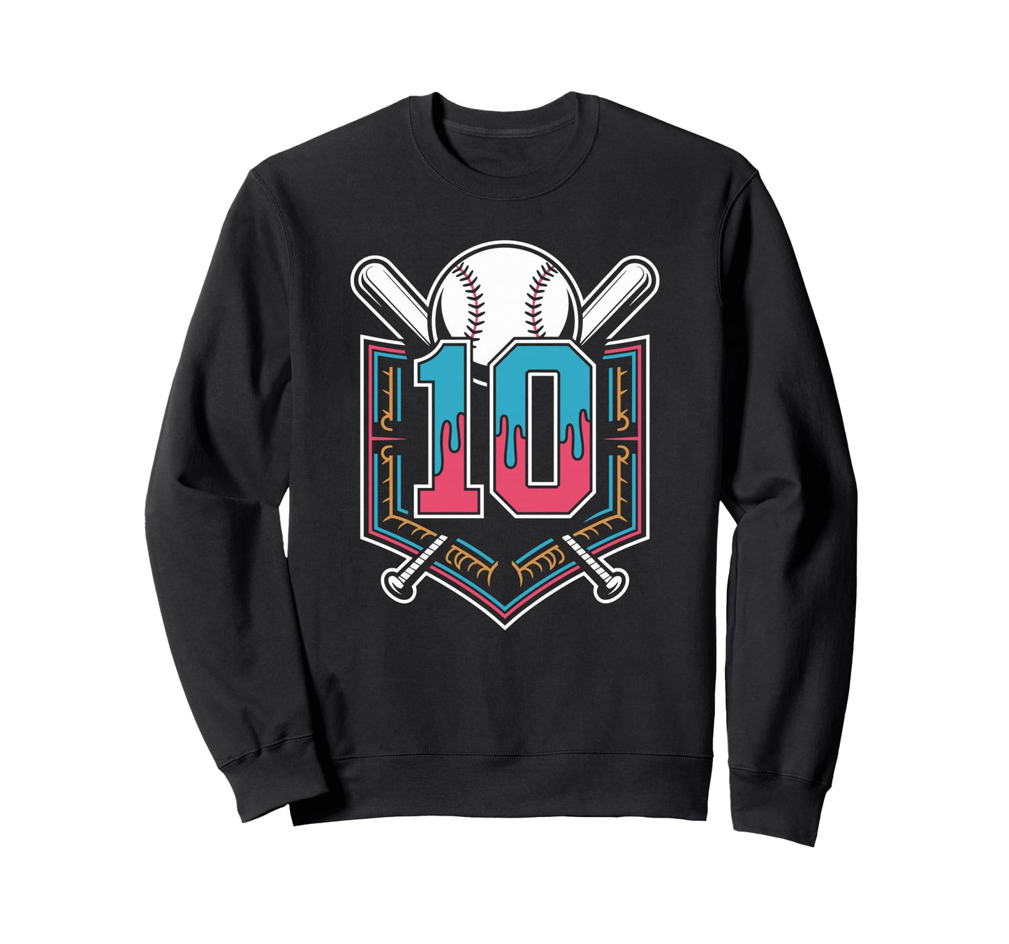 Baseball Turns 10 Ready Birthday Sweatshirt - Custom Art Print for Adults - T-Shirt, Sweatshirt, Hoodie