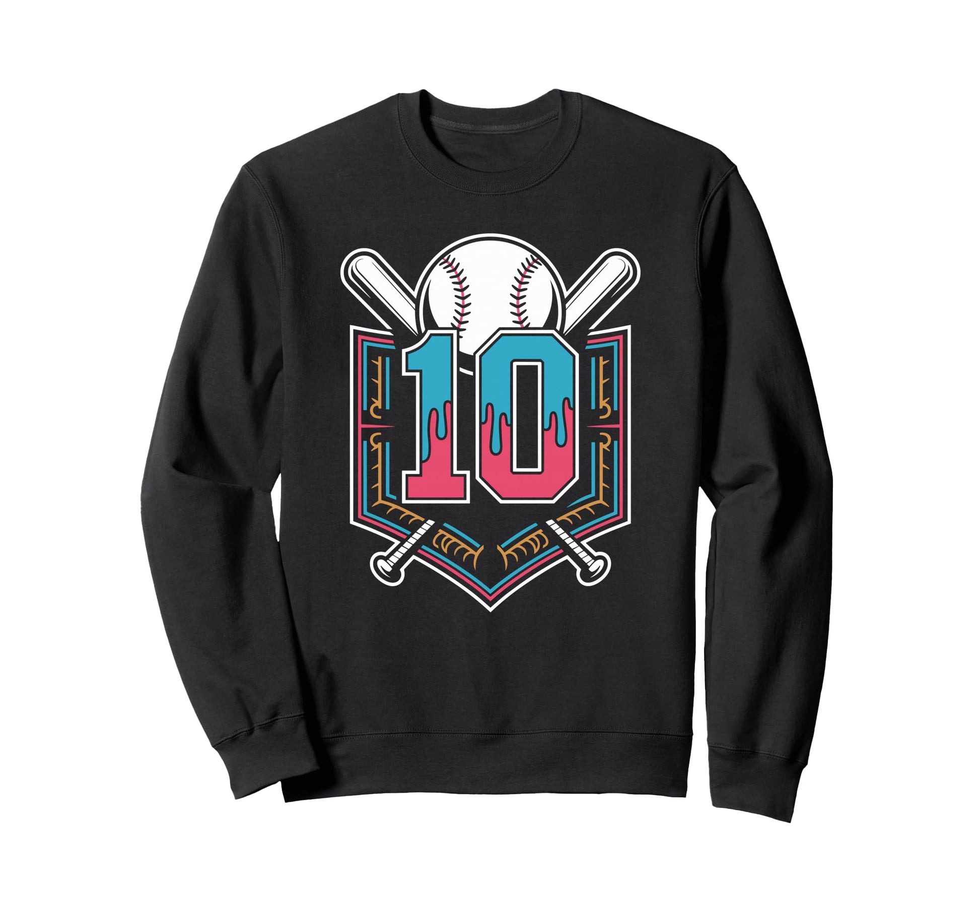 Baseball Turns 10 Ready Birthday Sweatshirt - Custom Art Print for Adults - T-Shirt, Sweatshirt, Hoodie