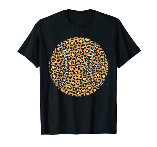 Baseball Leopard Softball T-Shirt - Casual Everyday Wear Unisex - T-Shirt, Sweatshirt, Hoodie