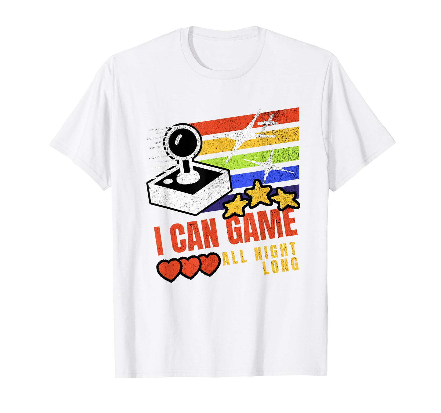 I Can Game All Night Long Arcade Joystick T-Shirt - Custom Art Print Unisex - T-Shirt, Sweatshirt, Hoodie