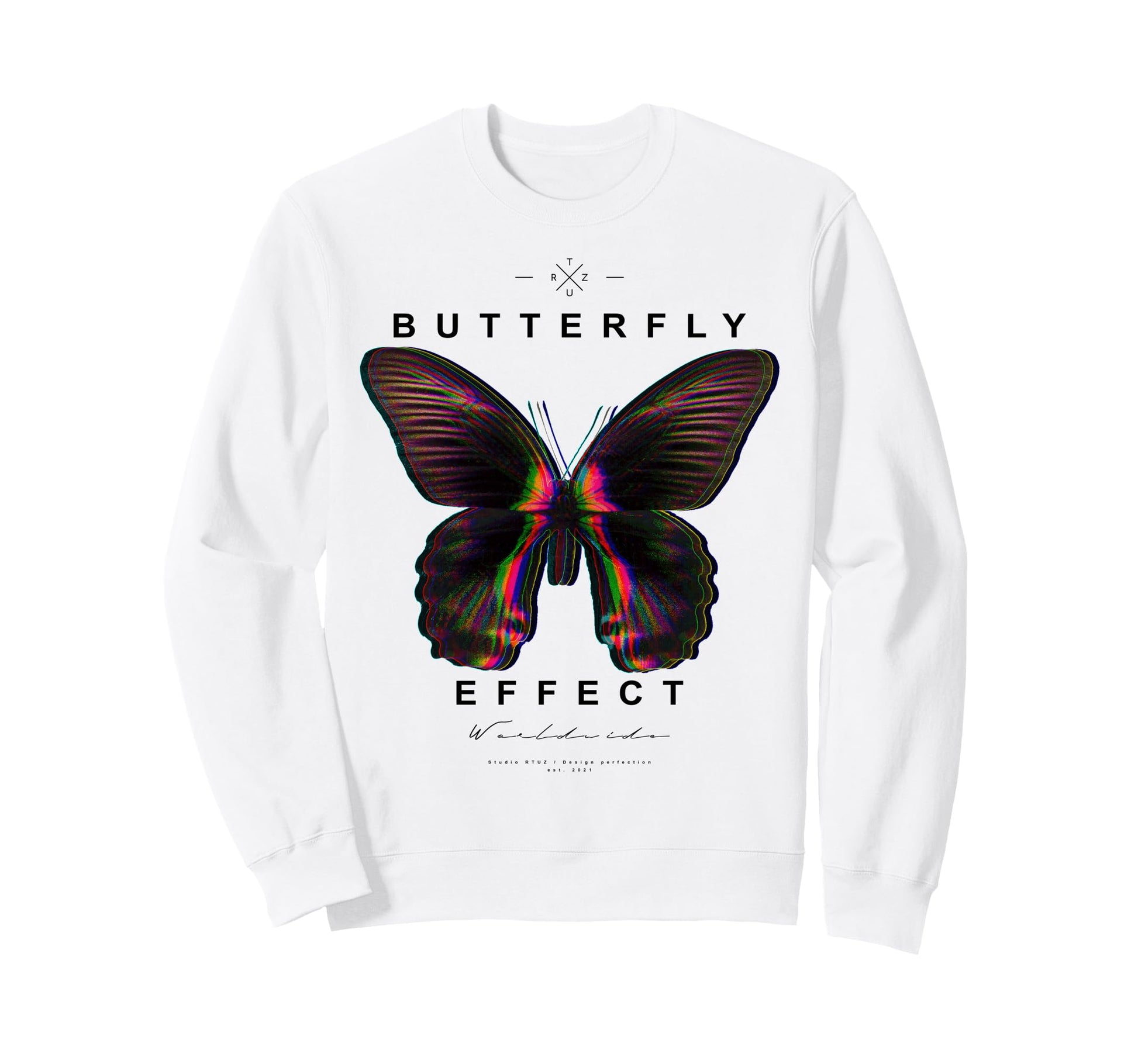Y2K Streetwear Butterfly Sweatshirt - Custom Art Print Unisex - T-Shirt, Sweatshirt, Hoodie