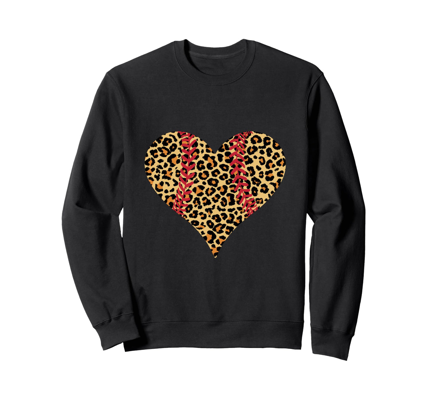 Baseball Heart Leopard Softball Sweatshirt - Aesthetic Graphic Men Women - T-Shirt, Sweatshirt, Hoodie
