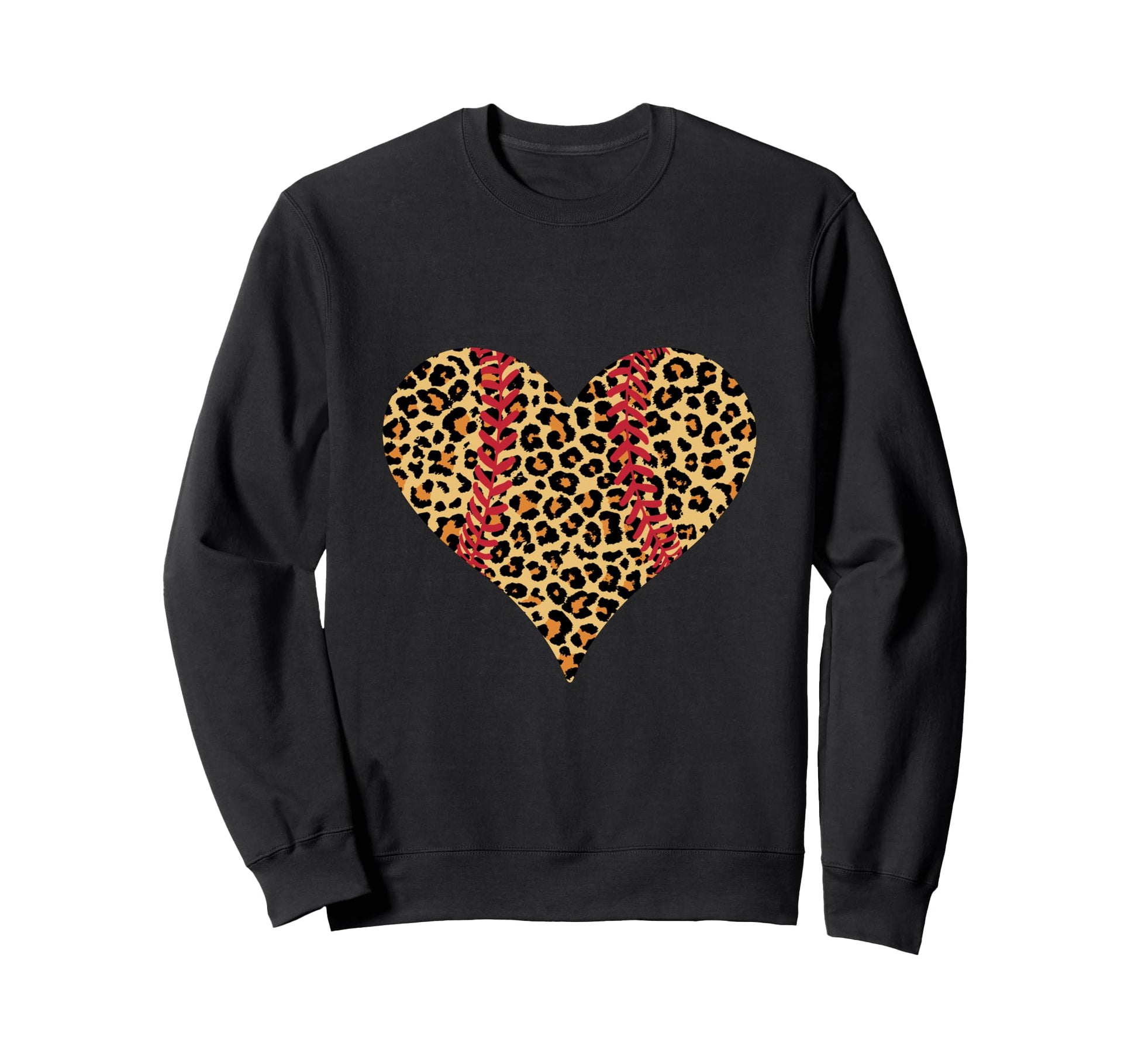 Baseball Heart Leopard Softball Sweatshirt - Aesthetic Graphic Men Women - T-Shirt, Sweatshirt, Hoodie