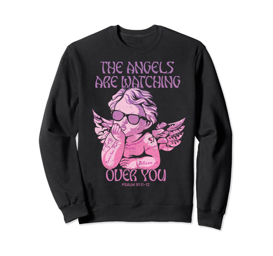 Angel Bible Verse Trendy Christian Y2K Sweatshirt - Trendy Graphic Unisex - T-Shirt, Sweatshirt, Hoodie