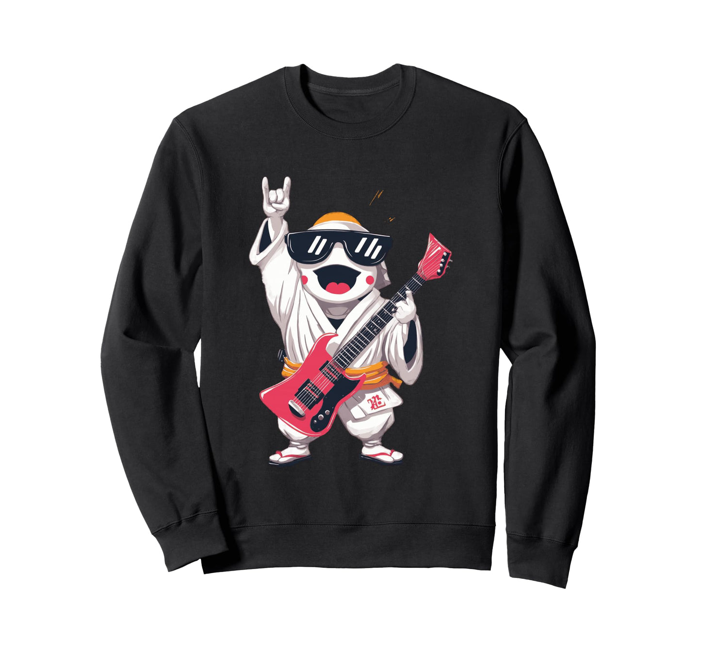 Rock Monk Electric Guitarist Sweatshirt - Minimalist Print for Adults - T-Shirt, Sweatshirt, Hoodie
