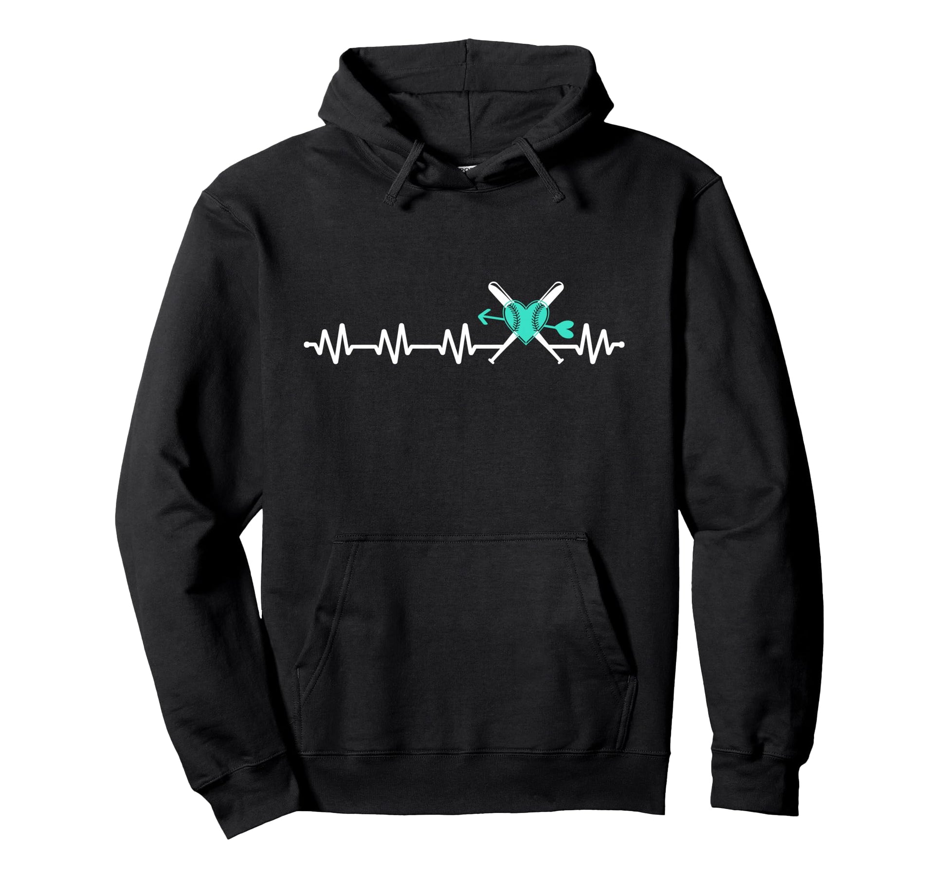 Baseball Softball Baseball Mom Heartbeat Hoodie - Graphic Print Unisex - T-Shirt, Sweatshirt, Hoodie