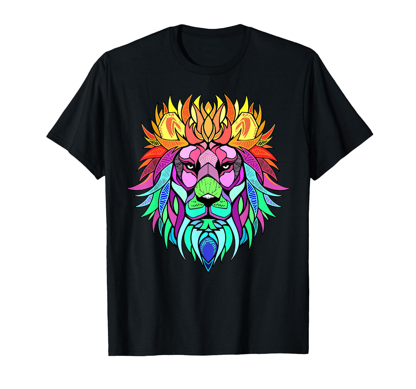 Psychedelic Lion Art Hippie Tribal Tie Dye T-Shirt - Graphic Print Unisex - T-Shirt, Sweatshirt, Hoodie