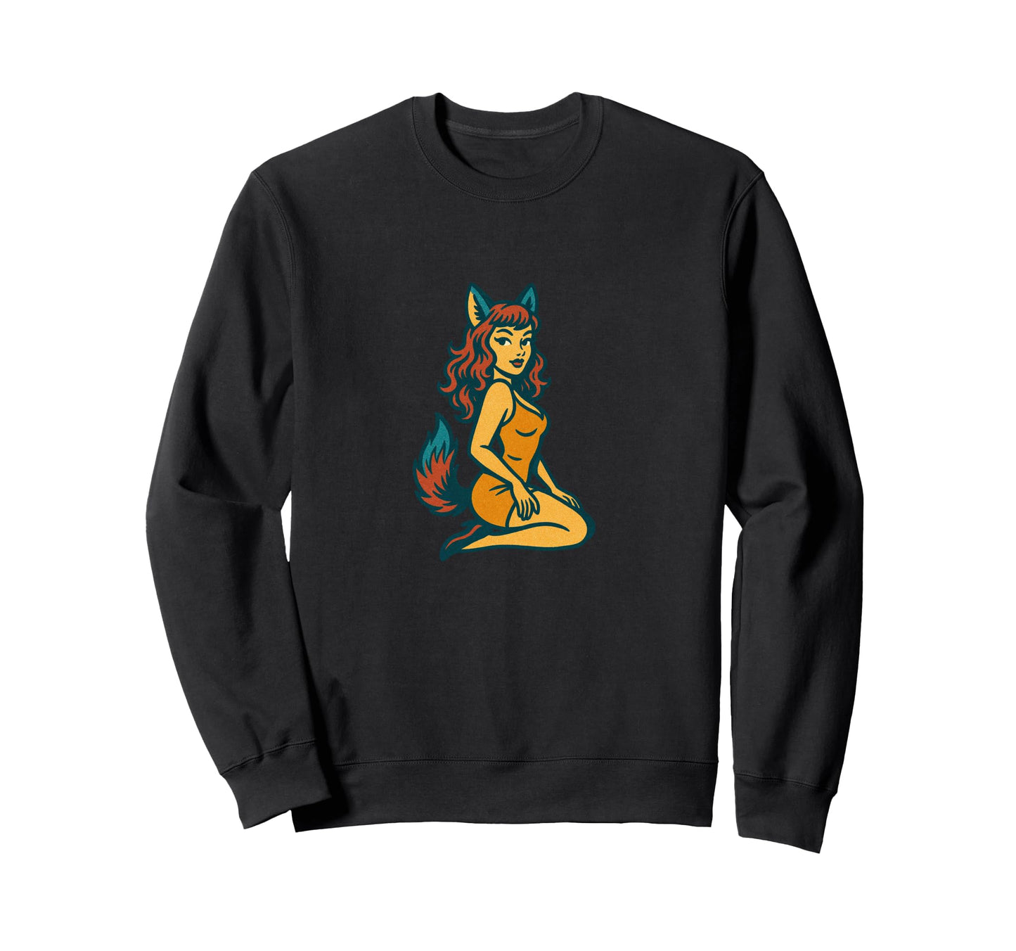 Fox Pinup Halloween Cosplay Anime Sweatshirt - Fun Novelty Design Unisex - T-Shirt, Sweatshirt, Hoodie