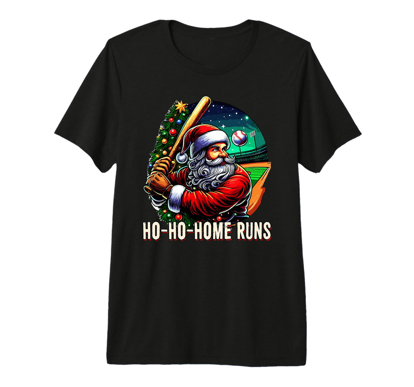Ho Ho Home Runs Funny Baseball Santa Claus T-Shirt - Unique Graphic Unisex - T-Shirt, Sweatshirt, Hoodie