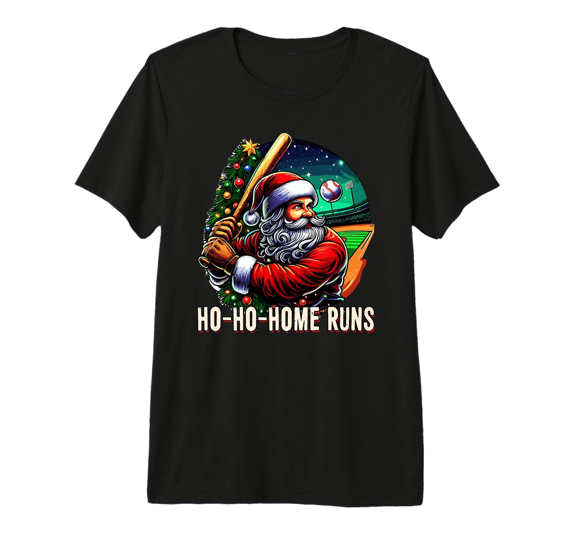 Ho Ho Home Runs Funny Baseball Santa Claus T-Shirt - Unique Graphic Unisex - T-Shirt, Sweatshirt, Hoodie