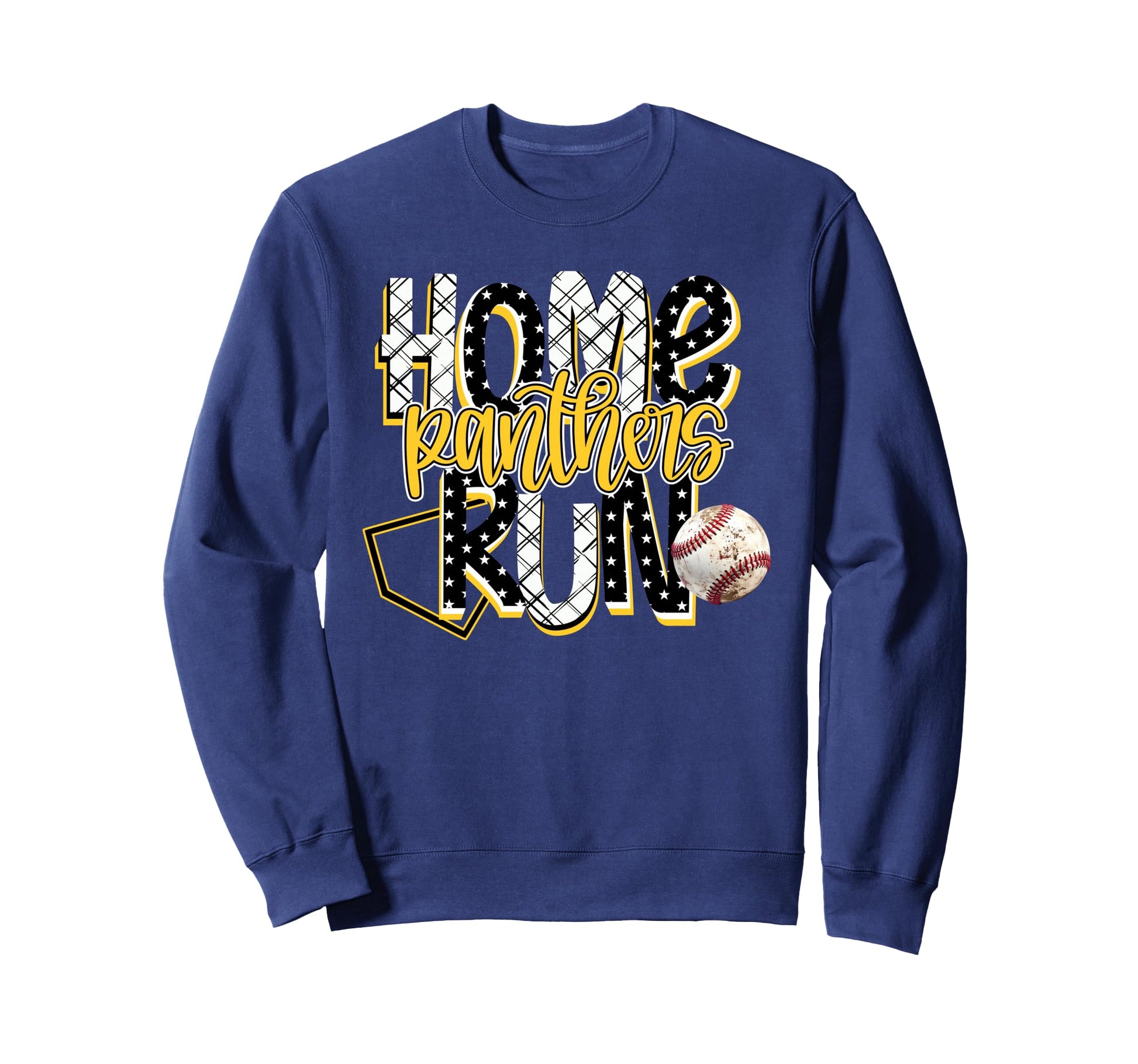 Home Run Panthers Baseball Yellow Sweatshirt - Streetwear Style for Adults - T-Shirt, Sweatshirt, Hoodie
