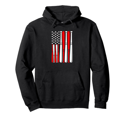 Baseball Bats Flag Funny America Hoodie - Graphic Print Unisex - T-Shirt, Sweatshirt, Hoodie