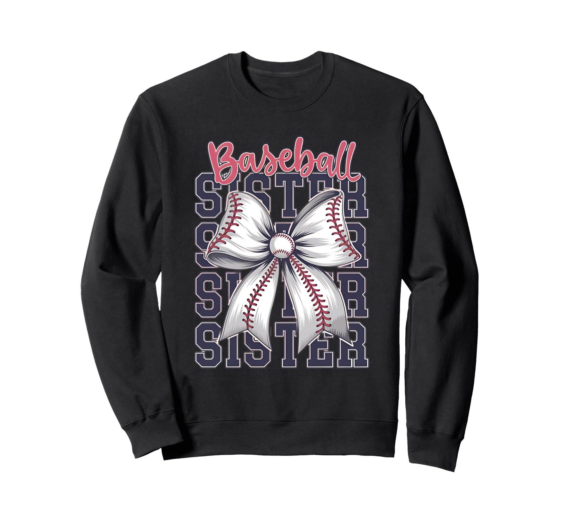 Baseball Sister Coquette Bow Sweatshirt - Casual Everyday Wear for Adults - T-Shirt, Sweatshirt, Hoodie