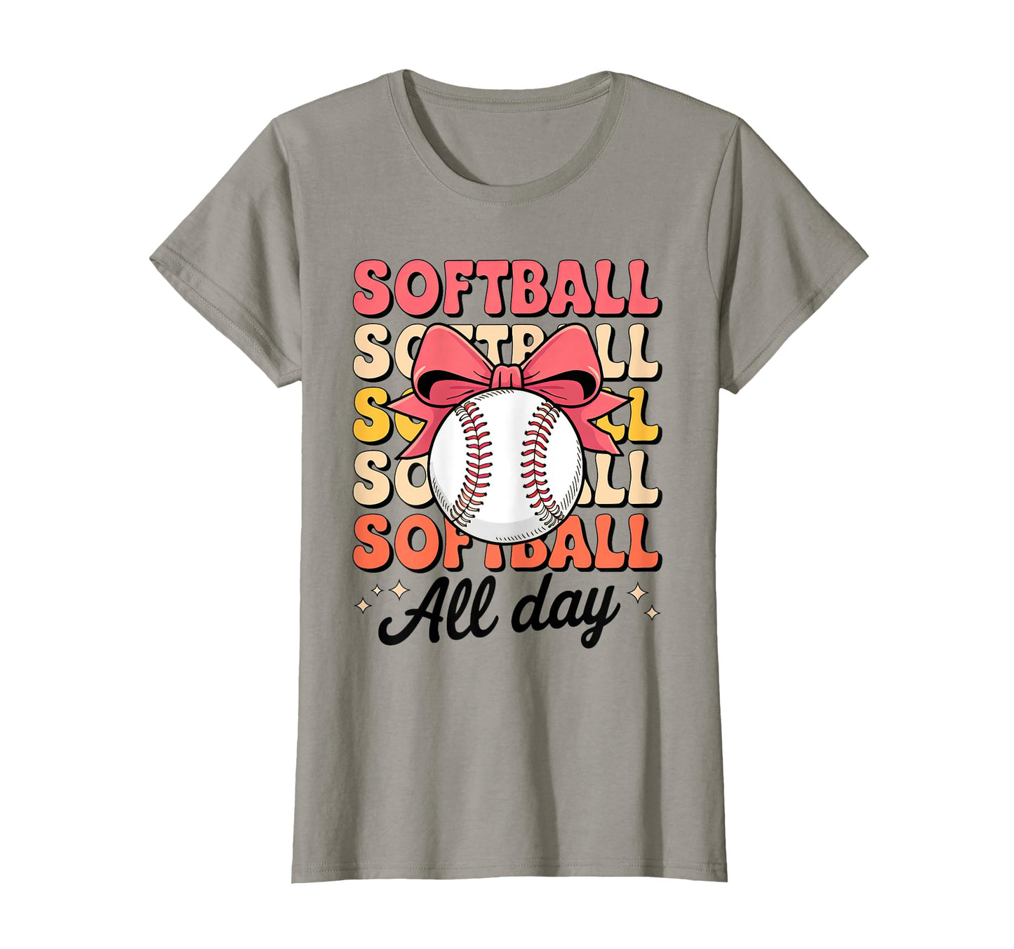 Groovy Baseball Coquette Bow T-Shirt - Minimalist Print for Adults - T-Shirt, Sweatshirt, Hoodie