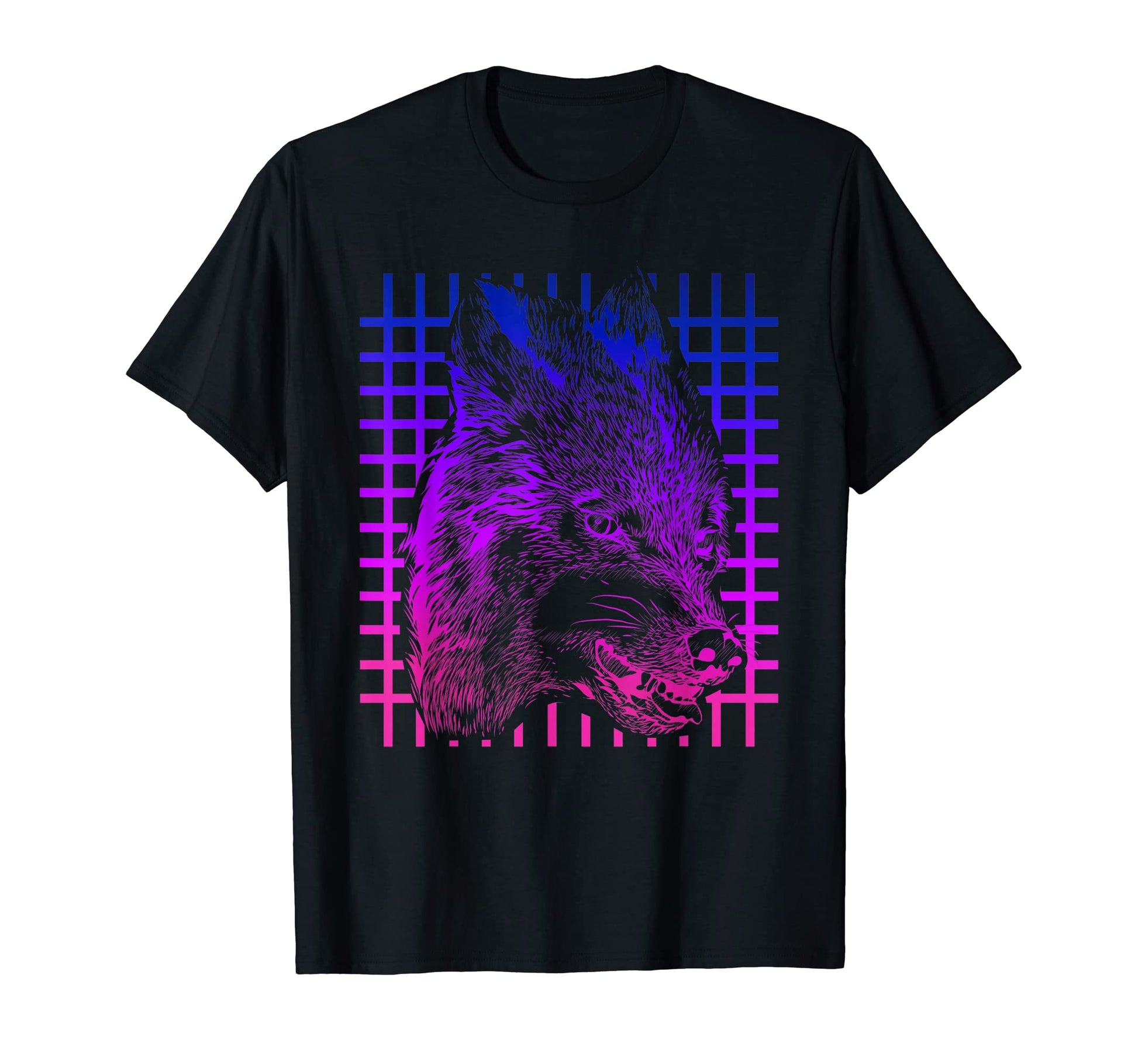 Synthwave 80S Art Predator Wolf T-Shirt - Custom Art Print for Adults - T-Shirt, Sweatshirt, Hoodie
