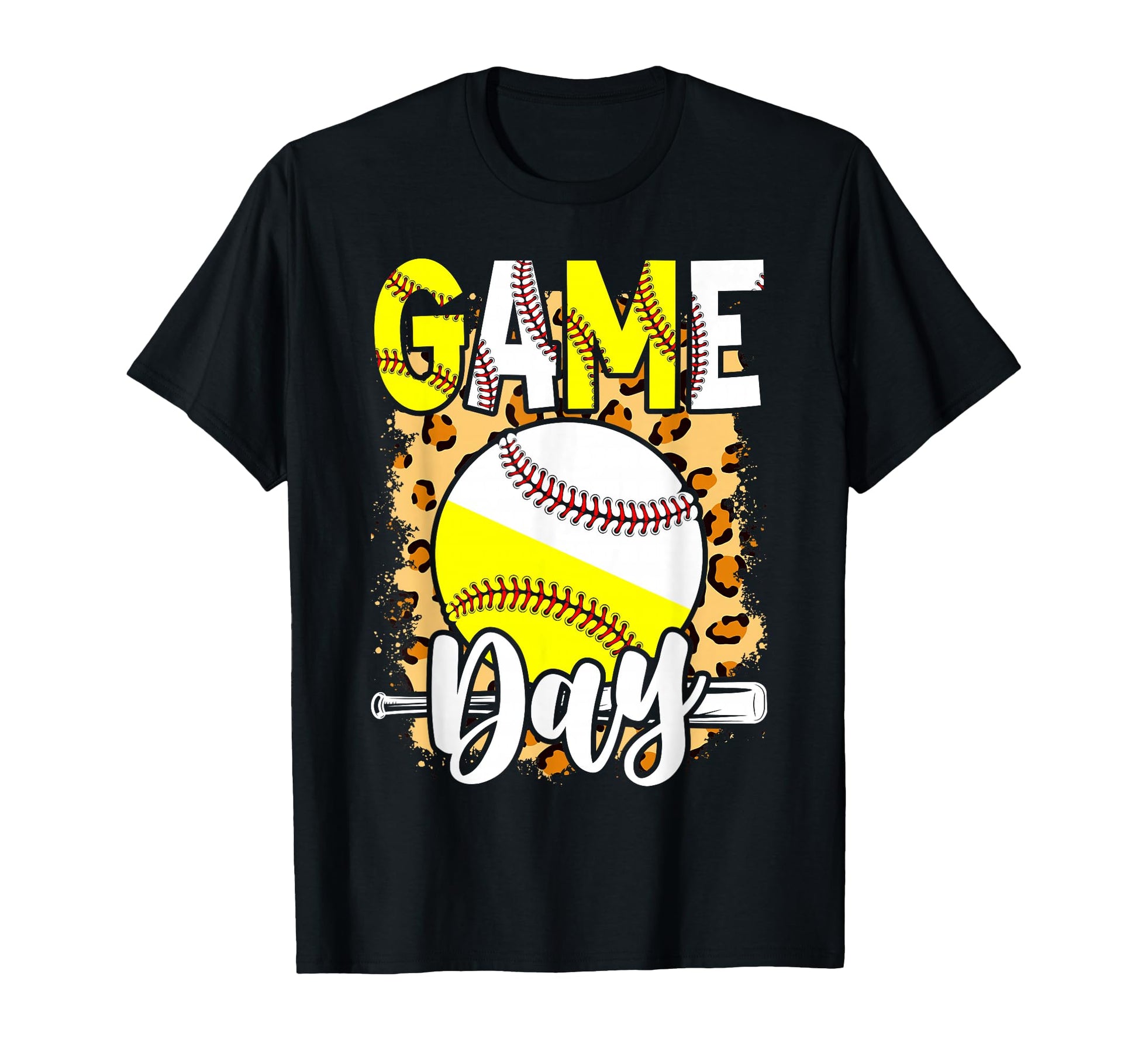 Game Day Leopard Baseball Softball Mom T-Shirt - Novelty Apparel Unisex - T-Shirt, Sweatshirt, Hoodie