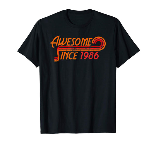 Awesome Since 1986 Stripes T-Shirt - Unique Graphic for Adults - T-Shirt, Sweatshirt, Hoodie