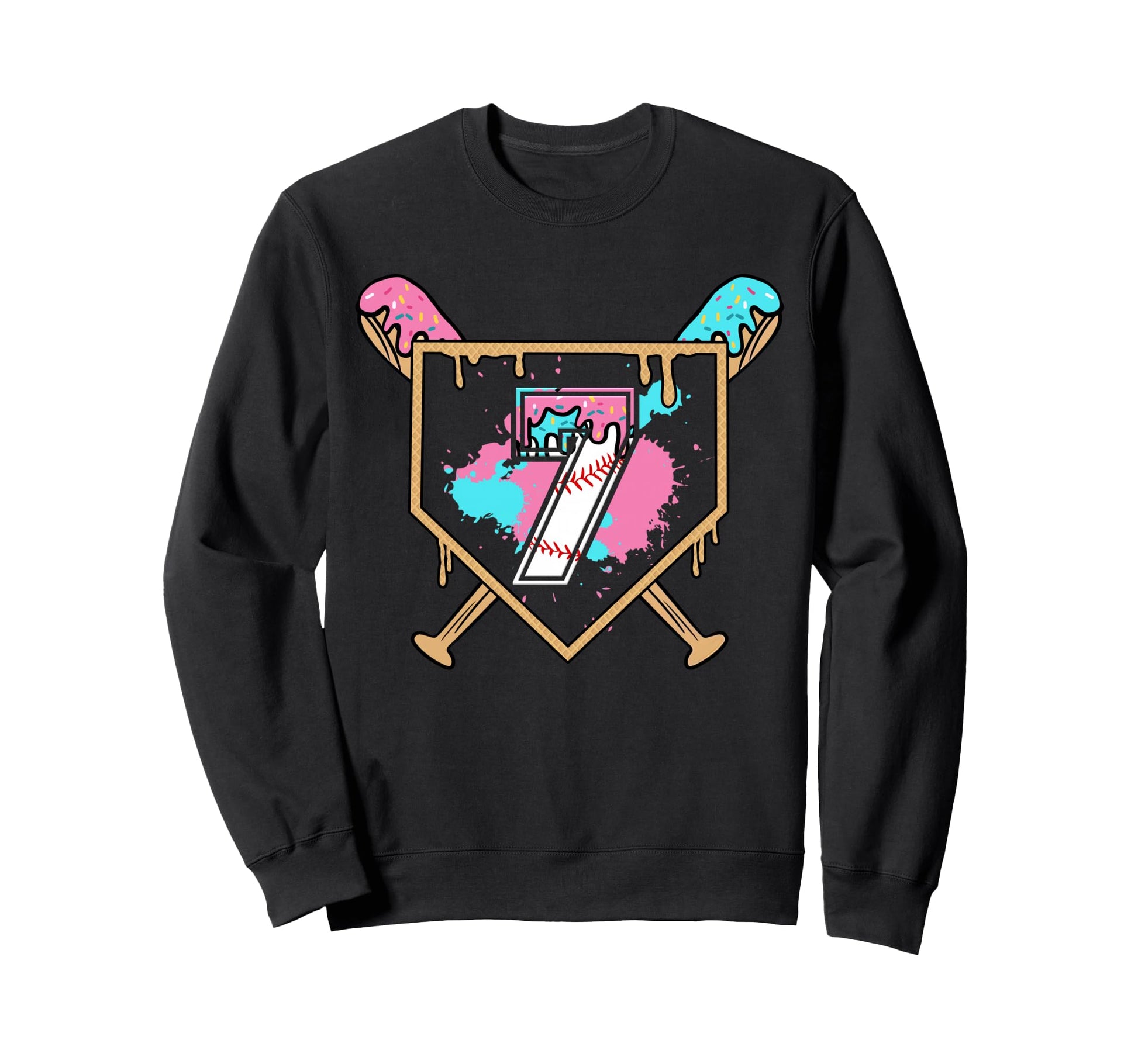 7Th Birthday Baseball Bat Ice Sweatshirt - Casual Everyday Wear Unisex - T-Shirt, Sweatshirt, Hoodie
