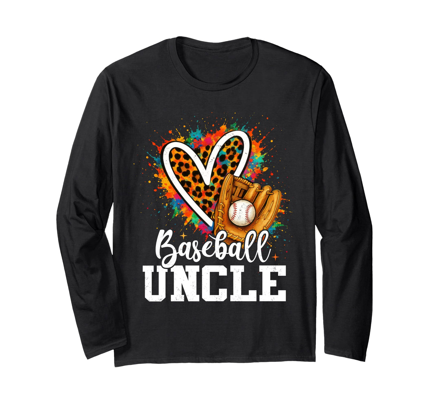 My Favorite Baseball Uncle Leopard Heart Hoodie - Fun Novelty Design Unisex - T-Shirt, Sweatshirt, Hoodie