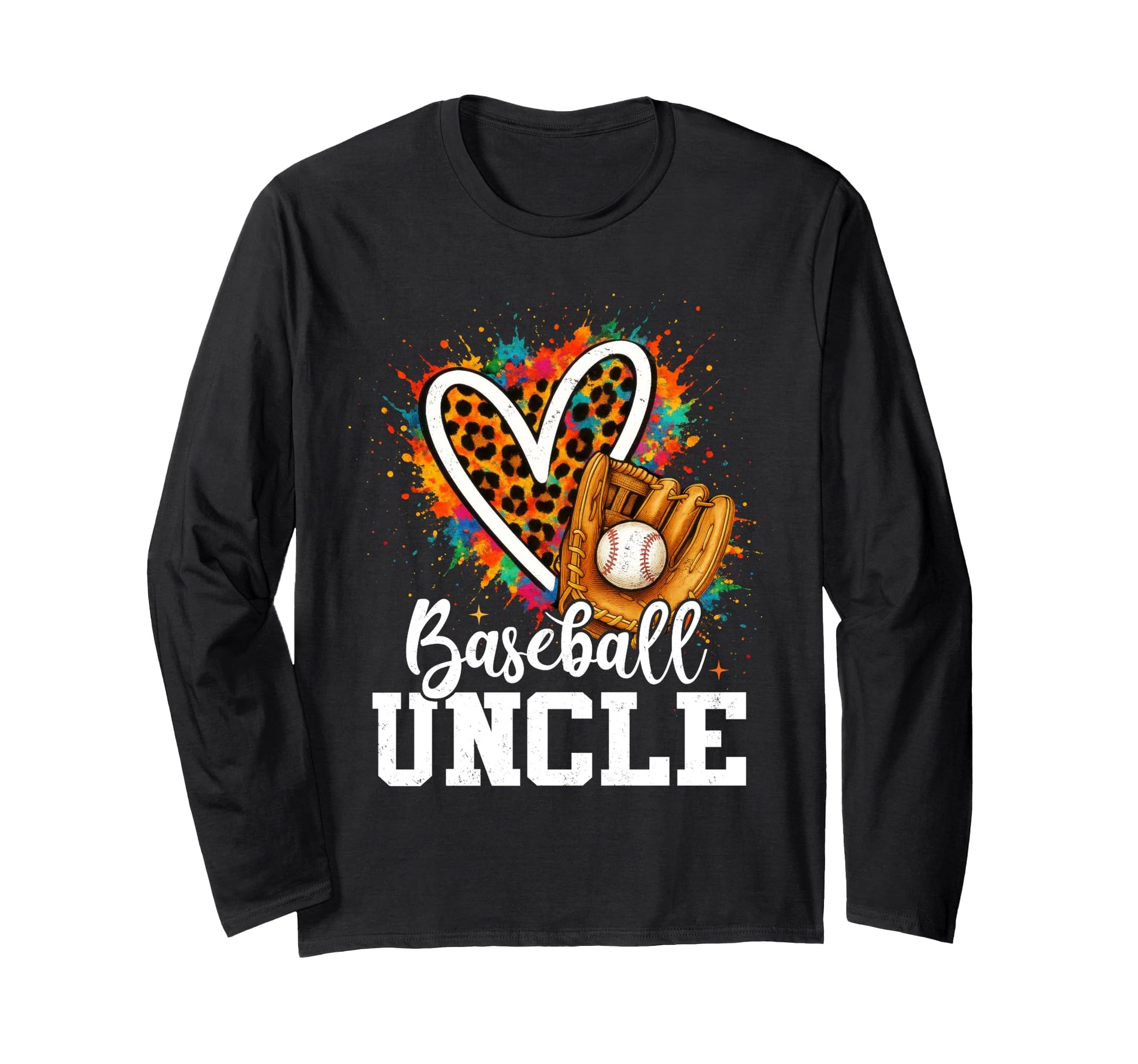My Favorite Baseball Uncle Leopard Heart Hoodie - Fun Novelty Design Unisex - T-Shirt, Sweatshirt, Hoodie