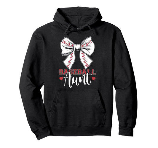 Baseball Aunt Coquette Bow Sport Lover Hoodie - Trendy Graphic Unisex - T-Shirt, Sweatshirt, Hoodie