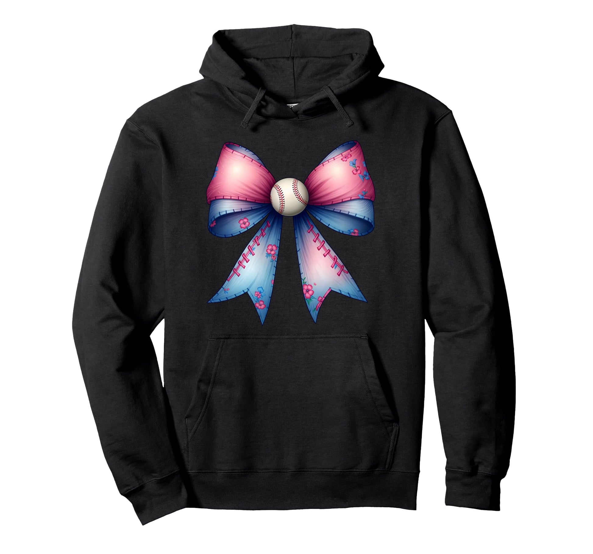 Coquette Bow Funny Baseball Lover Hoodie - Fun Novelty Design for Adults - T-Shirt, Sweatshirt, Hoodie