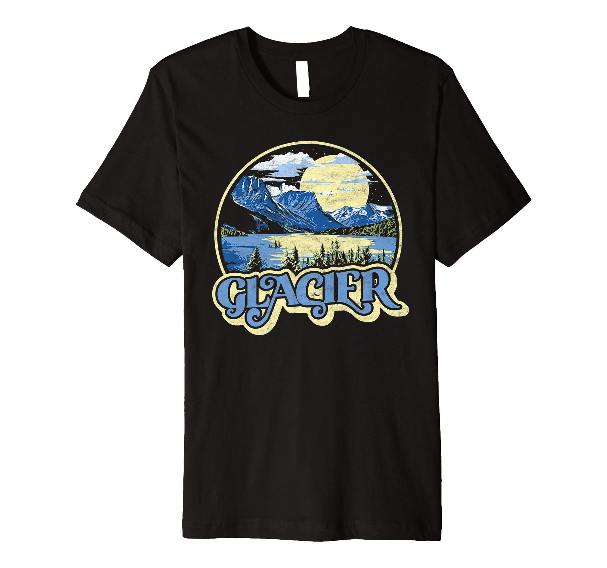 Glacier National Park Distressed 80S T-Shirt - Aesthetic Graphic Men Women - T-Shirt, Sweatshirt, Hoodie