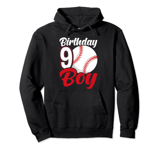 9 Years Old Baseball Themed 9Th Birthday Hoodie - Graphic Print Unisex - T-Shirt, Sweatshirt, Hoodie