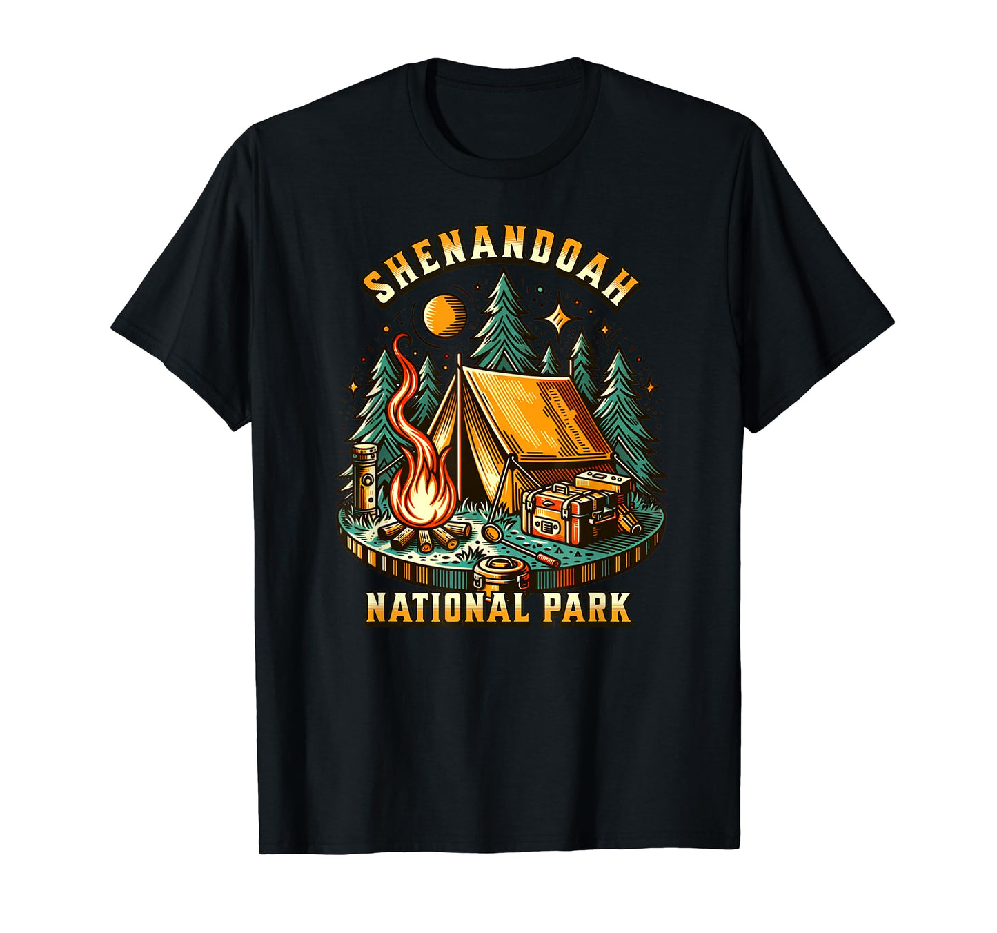 Camping Forest Tent Campfire T-Shirt - Custom Art Print Men Women - T-Shirt, Sweatshirt, Hoodie